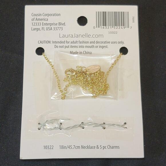 Laura Janelle Encharming Necklace 6 Charms Pink Gold Silver Rhinestone Flower - Picture 8 of 8